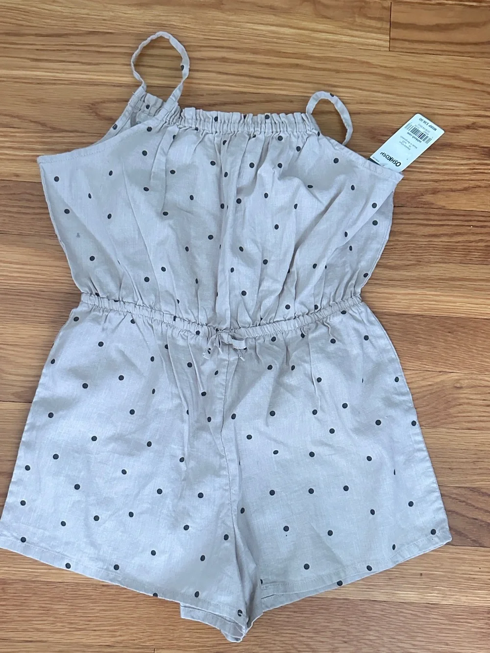 OshKosh B'gosh Tan Polka Dot Girls' Cotton Romper